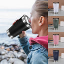 Copo Térmico Com tampa E Abridor INOX Para Quente e Gelado